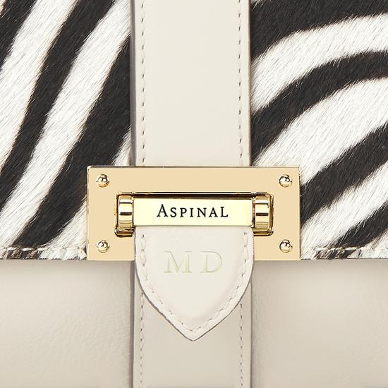 Small Lottie Bag in Smooth Ivory & Zebra Haircalf from Aspinal of London