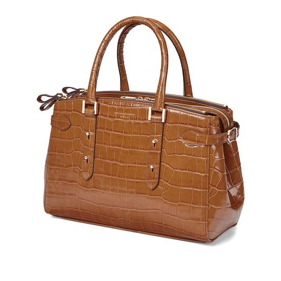 Brook Street Bag in Deep Shine Vintage Tan Croc from Aspinal of London