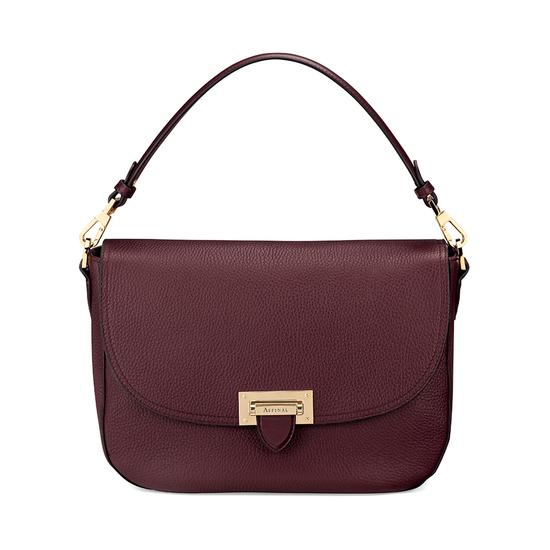 Slouchy Saddle Bag in Bordeaux Pebble from Aspinal of London