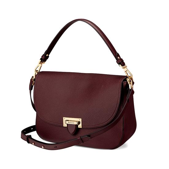 Slouchy Saddle Bag in Bordeaux Pebble from Aspinal of London