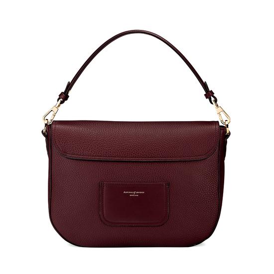 Slouchy Saddle Bag in Bordeaux Pebble from Aspinal of London