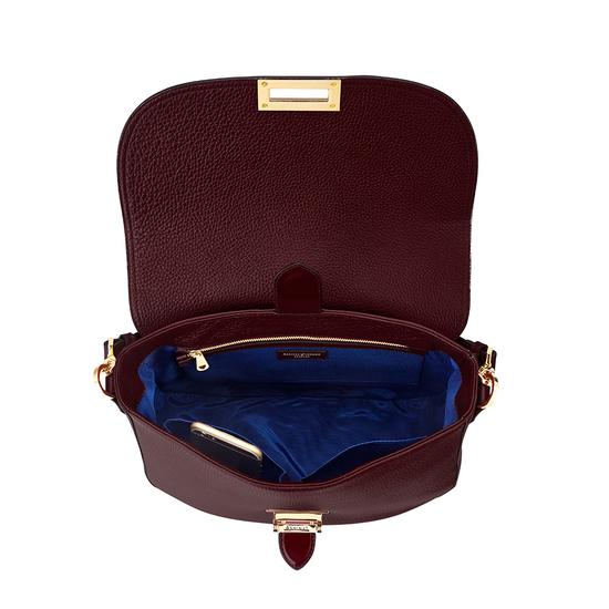 Slouchy Saddle Bag in Bordeaux Pebble from Aspinal of London