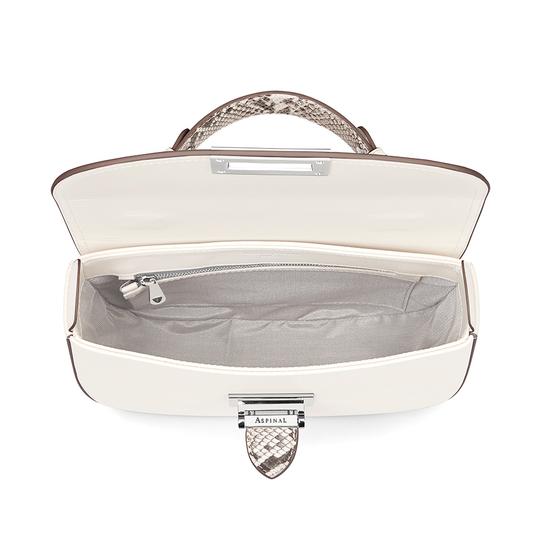 Letterbox Saddle Bag in Smooth Ivory & Natural Python Print from Aspinal of London