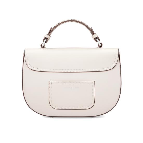 Letterbox Saddle Bag in Smooth Ivory & Natural Python Print from Aspinal of London