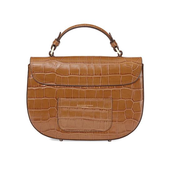 Letterbox Saddle Bag in Deep Shine Vintage Tan Croc from Aspinal of London