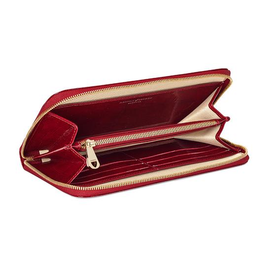 Continental Clutch Zip Wallet in Red Patent Croc from Aspinal of London