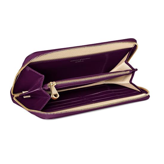 Continental Clutch Zip Wallet in Violet Patent from Aspinal of London
