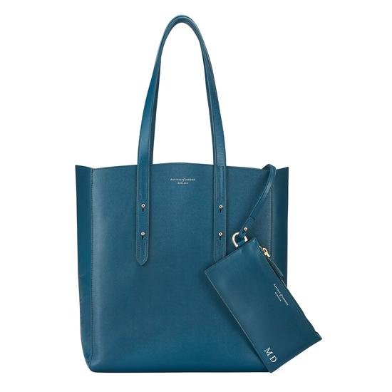 Aspinal Essential Tote in Peacock Kaviar & Silver Suede from Aspinal of London