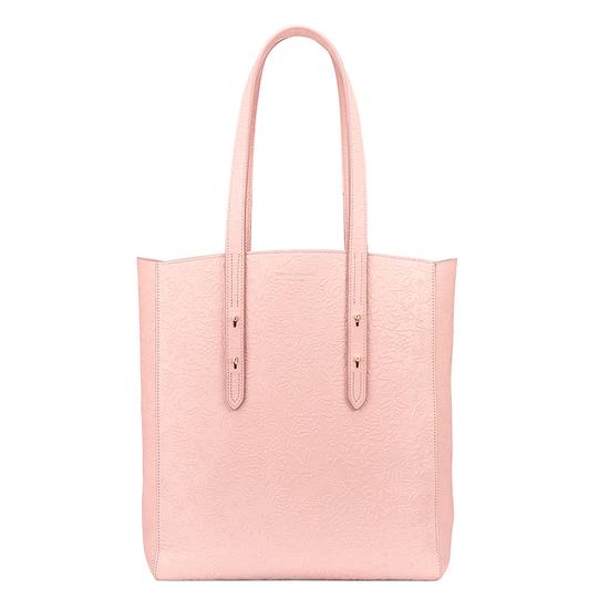 Aspinal Essential Tote in Peach Embossed Flower & Blush Suede from Aspinal of London