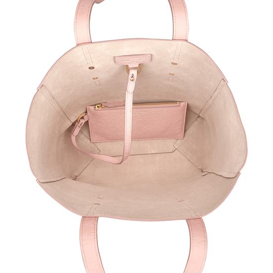 Aspinal Essential Tote in Peach Embossed Flower & Blush Suede from Aspinal of London