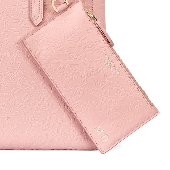 Aspinal Essential Tote in Peach Embossed Flower & Blush Suede from Aspinal of London