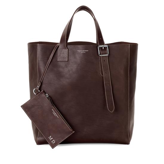 Editor's 'A' Tote in Smooth Brown & Brown Suede from Aspinal of London