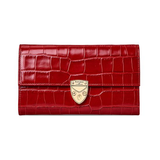Mayfair Purse in Deep Shine Red Croc from Aspinal of London
