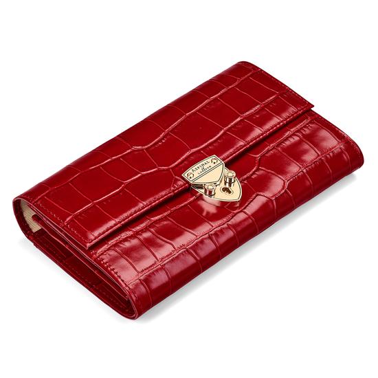 Mayfair Purse in Deep Shine Red Croc from Aspinal of London