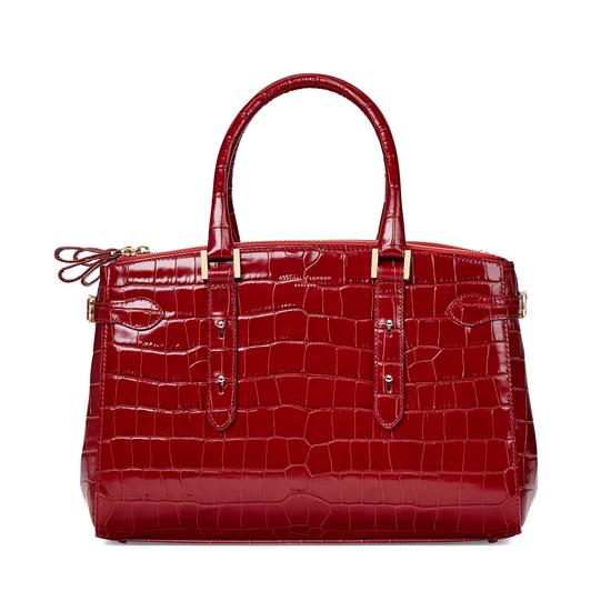 Brook Street Bag in Deep Shine Red Croc from Aspinal of London