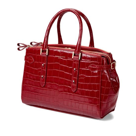 Brook Street Bag in Deep Shine Red Croc from Aspinal of London