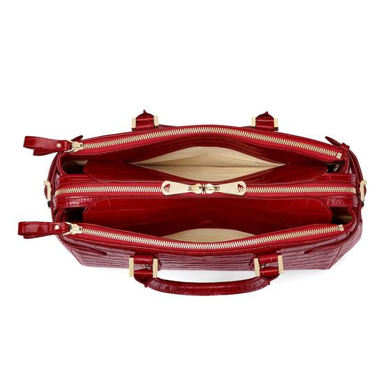Brook Street Bag in Deep Shine Red Croc from Aspinal of London