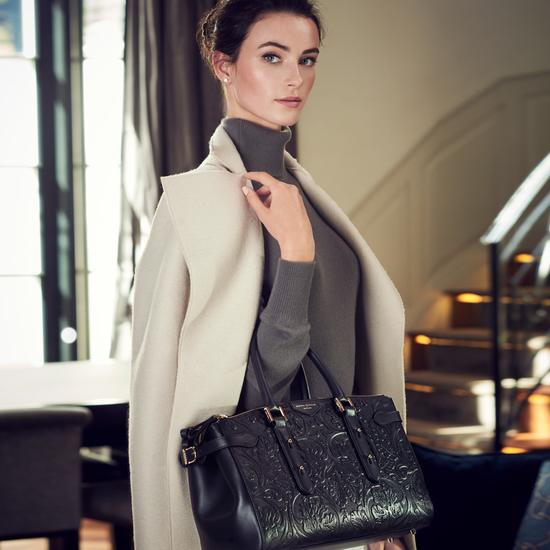 Brook Street Bag in Deep Shine Red Croc from Aspinal of London