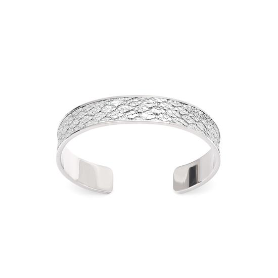Cleopatra Skinny Cuff Bracelet in Silver Python Print from Aspinal of London