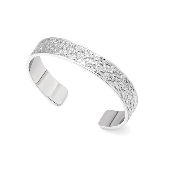 Cleopatra Skinny Cuff Bracelet in Silver Python Print from Aspinal of London