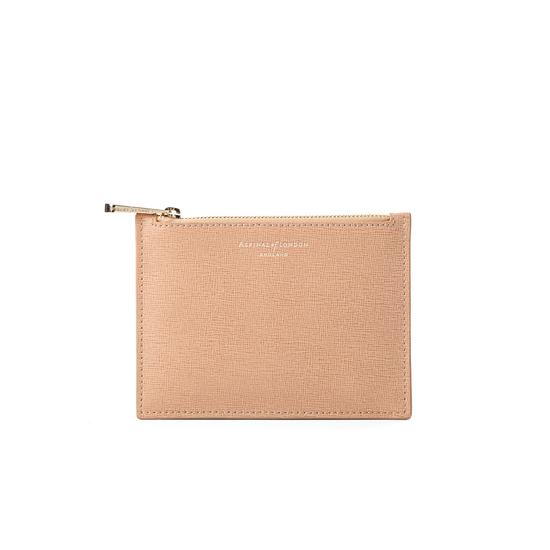 Small Essential Flat Pouch in Deer Saffiano from Aspinal of London
