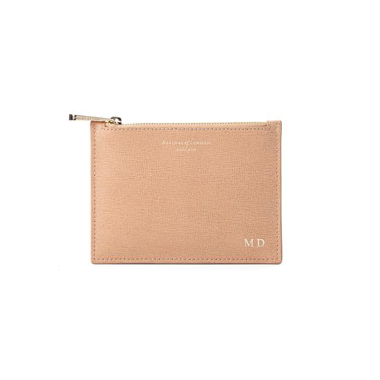 Small Essential Flat Pouch in Deer Saffiano from Aspinal of London