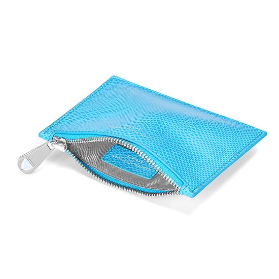 Small Essential Flat Pouch in Aquamarine Lizard from Aspinal of London