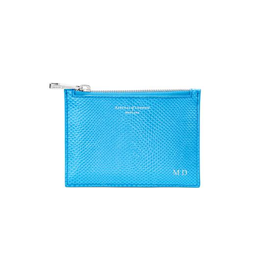 Small Essential Flat Pouch in Aquamarine Lizard from Aspinal of London
