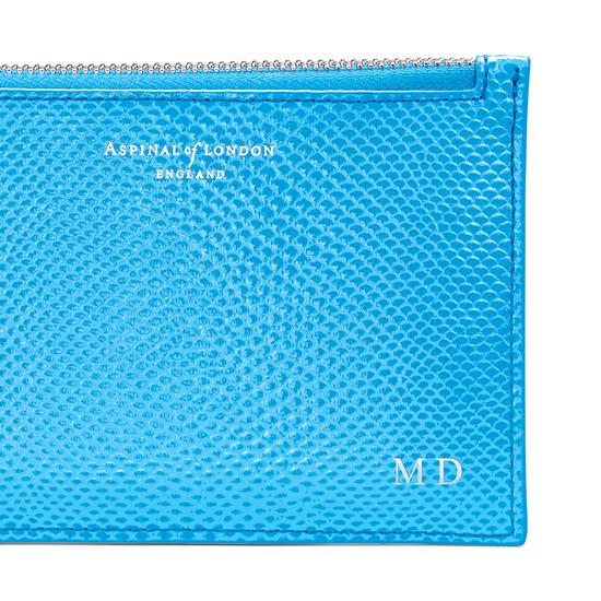 Small Essential Flat Pouch in Aquamarine Lizard from Aspinal of London