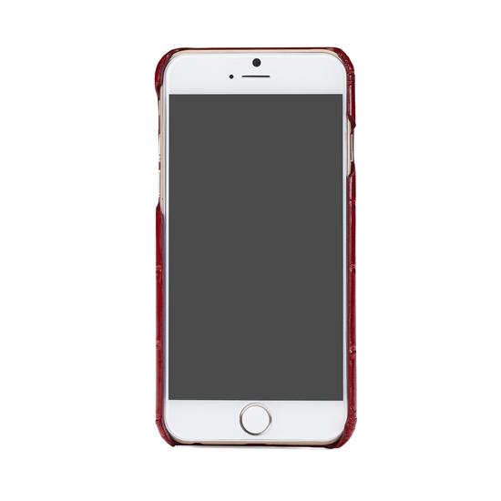 iPhone 6 Leather Cover in Deep Shine Red Croc with Cream Suede from Aspinal of London