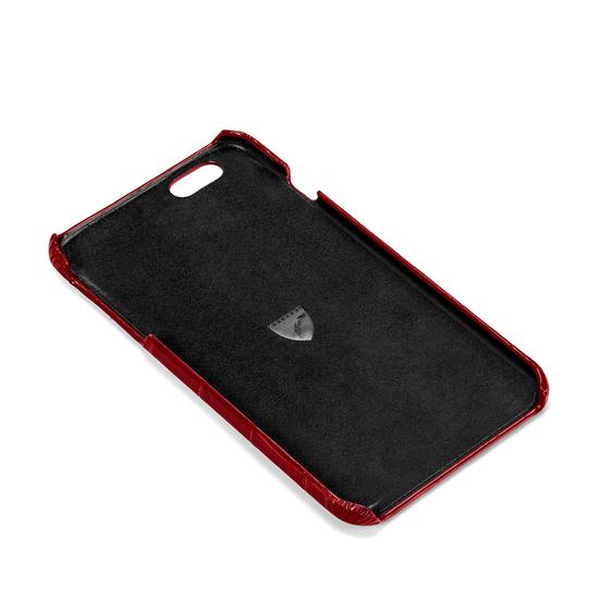 iPhone 6 Leather Cover in Deep Shine Red Croc with Cream Suede from Aspinal of London
