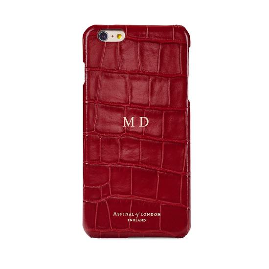 iPhone 6 Leather Cover in Deep Shine Red Croc with Cream Suede from Aspinal of London