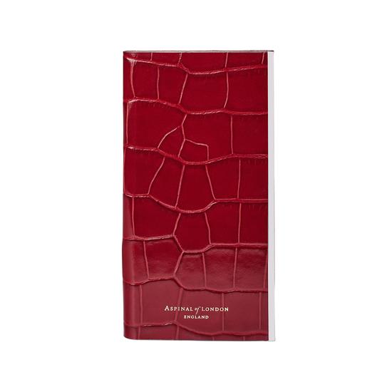 iPhone 7 Plus Leather Book Case in Deep Shine Red Croc with Cream Suede from Aspinal of London