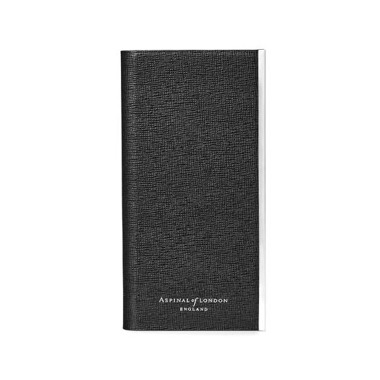 iPhone 7 Plus Leather Book Case in Black Saffiano & Black Suede from Aspinal of London