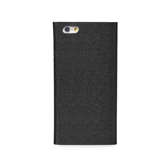 iPhone 7 Plus Leather Book Case in Black Saffiano & Black Suede from Aspinal of London