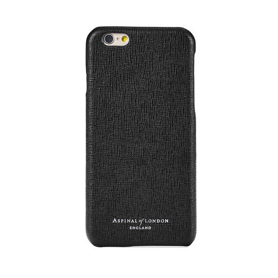 iPhone 6 Plus Leather Cover in Black Saffiano & Black Suede from Aspinal of London