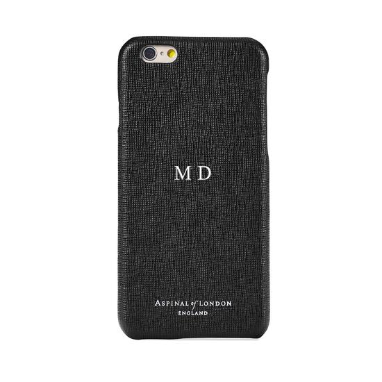 iPhone 6 Plus Leather Cover in Black Saffiano & Black Suede from Aspinal of London