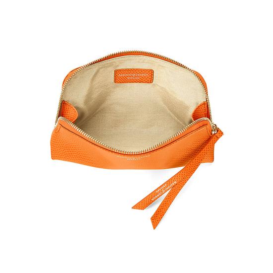 Small Essential Cosmetic Case in Orange Lizard from Aspinal of London