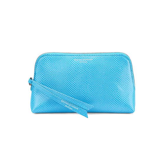 Small Essential Cosmetic Case in Aquamarine Lizard from Aspinal of London