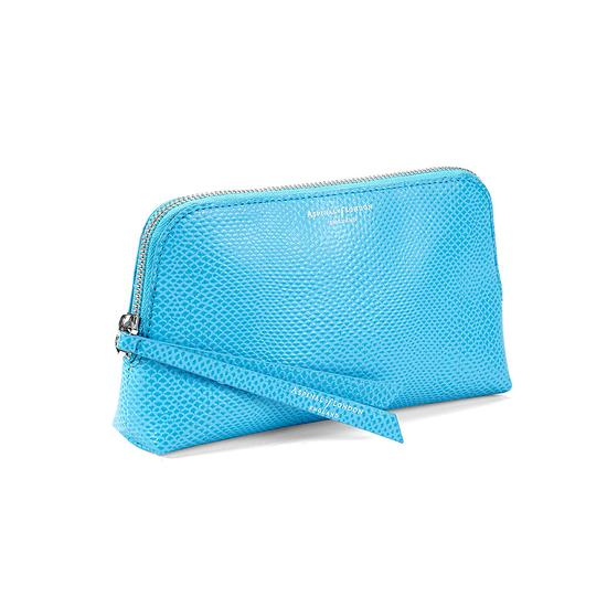 Small Essential Cosmetic Case in Aquamarine Lizard from Aspinal of London