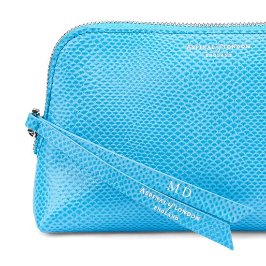 Small Essential Cosmetic Case in Aquamarine Lizard from Aspinal of London