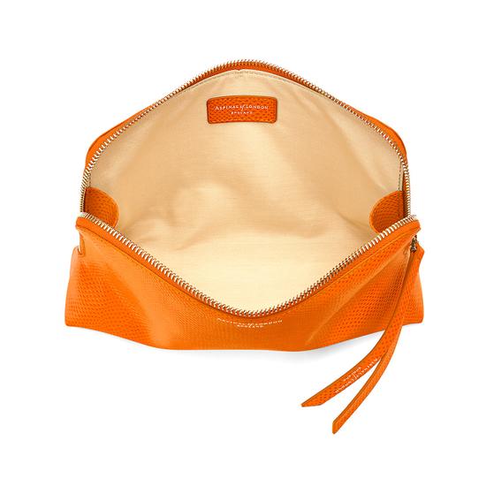 Large Essential Cosmetic Case in Orange Lizard from Aspinal of London