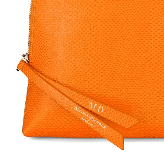Large Essential Cosmetic Case in Orange Lizard from Aspinal of London