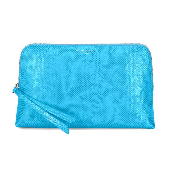 Large Essential Cosmetic Case in Aquamarine Lizard from Aspinal of London