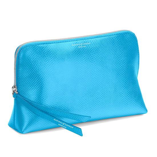 Large Essential Cosmetic Case in Aquamarine Lizard from Aspinal of London