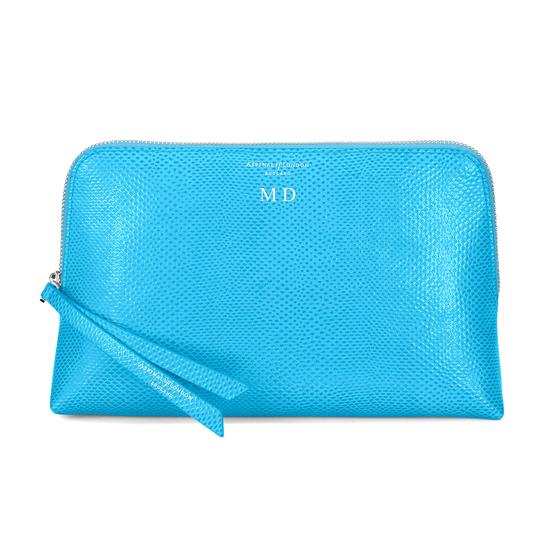 Large Essential Cosmetic Case in Aquamarine Lizard from Aspinal of London