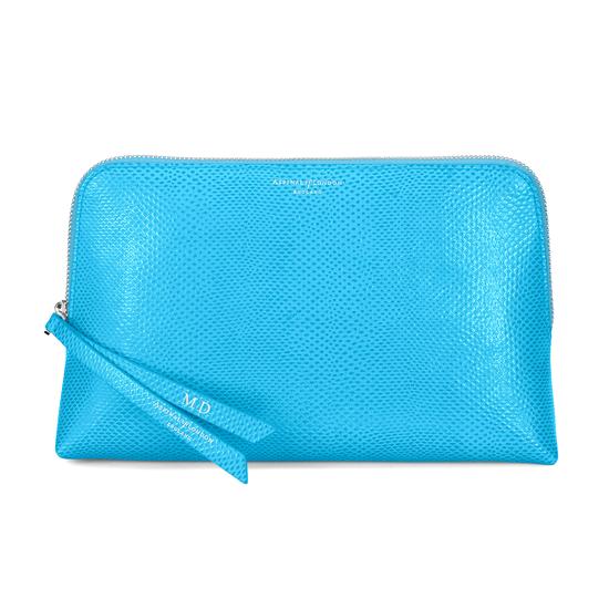 Large Essential Cosmetic Case in Aquamarine Lizard from Aspinal of London