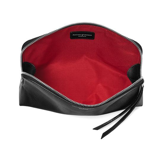 Large Essential Cosmetic Case in Jet Black Lizard from Aspinal of London