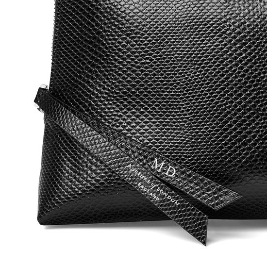 Large Essential Cosmetic Case in Jet Black Lizard from Aspinal of London