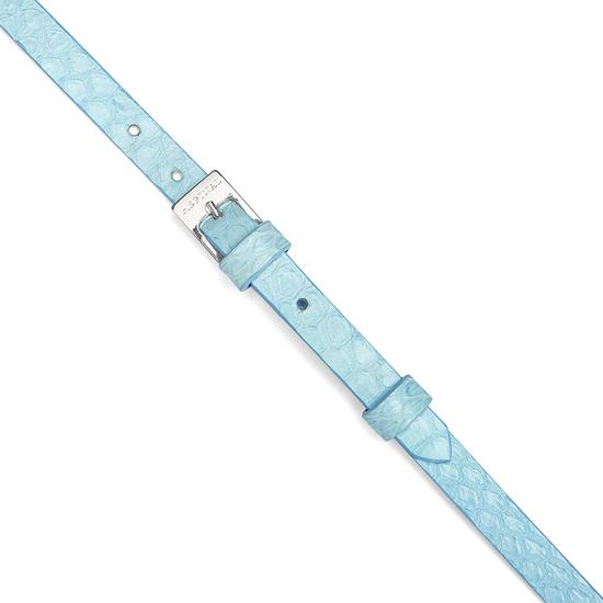 Mayfair Skinny Double Wrap Leather Bracelet in Misty Blue Snake from Aspinal of London